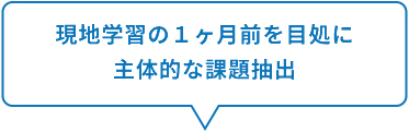 現地学習の１ヶ月前を目処に主体的な課題抽出